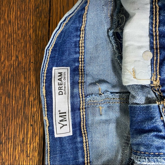 YMI Mini Skirt High Waist Small Distressed Denim Mini Skirt Frayed Hem P… - Picture 4 of 7